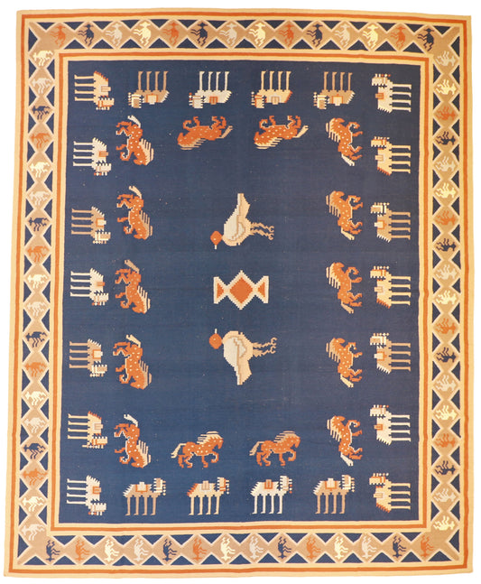 Oversized - Kilim Wool Geometric Rectangle - Hand Knotted Rug
