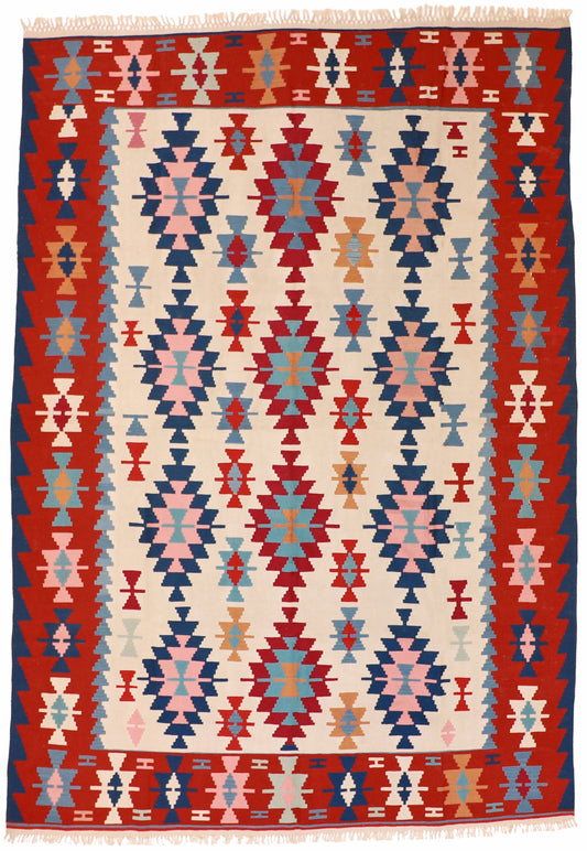 9x12 - Kilim Fine/Wool Geometric Rectangle - Hand Knotted Rug