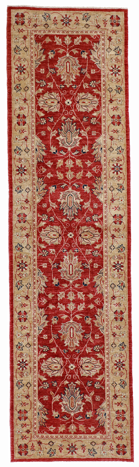 W 2.7 L 9.9 Mahal Runner 100% Wool Handmade All Over Design - 50296