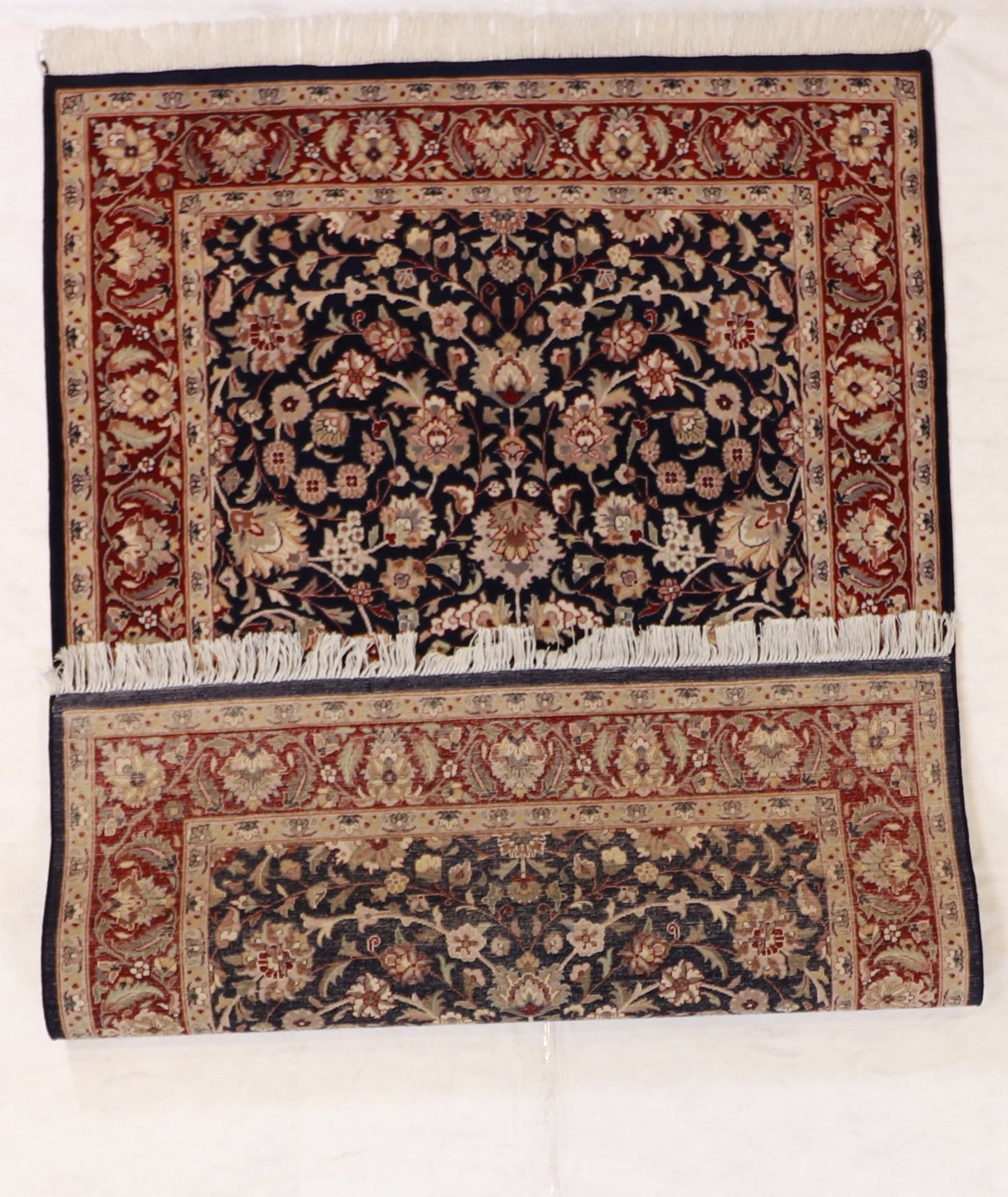 4x6 - Qum Fine Floral Rectangle - Hand Knotted Rug