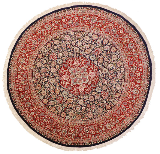 Round - Kashan Fine Floral - Hand Knotted Rug