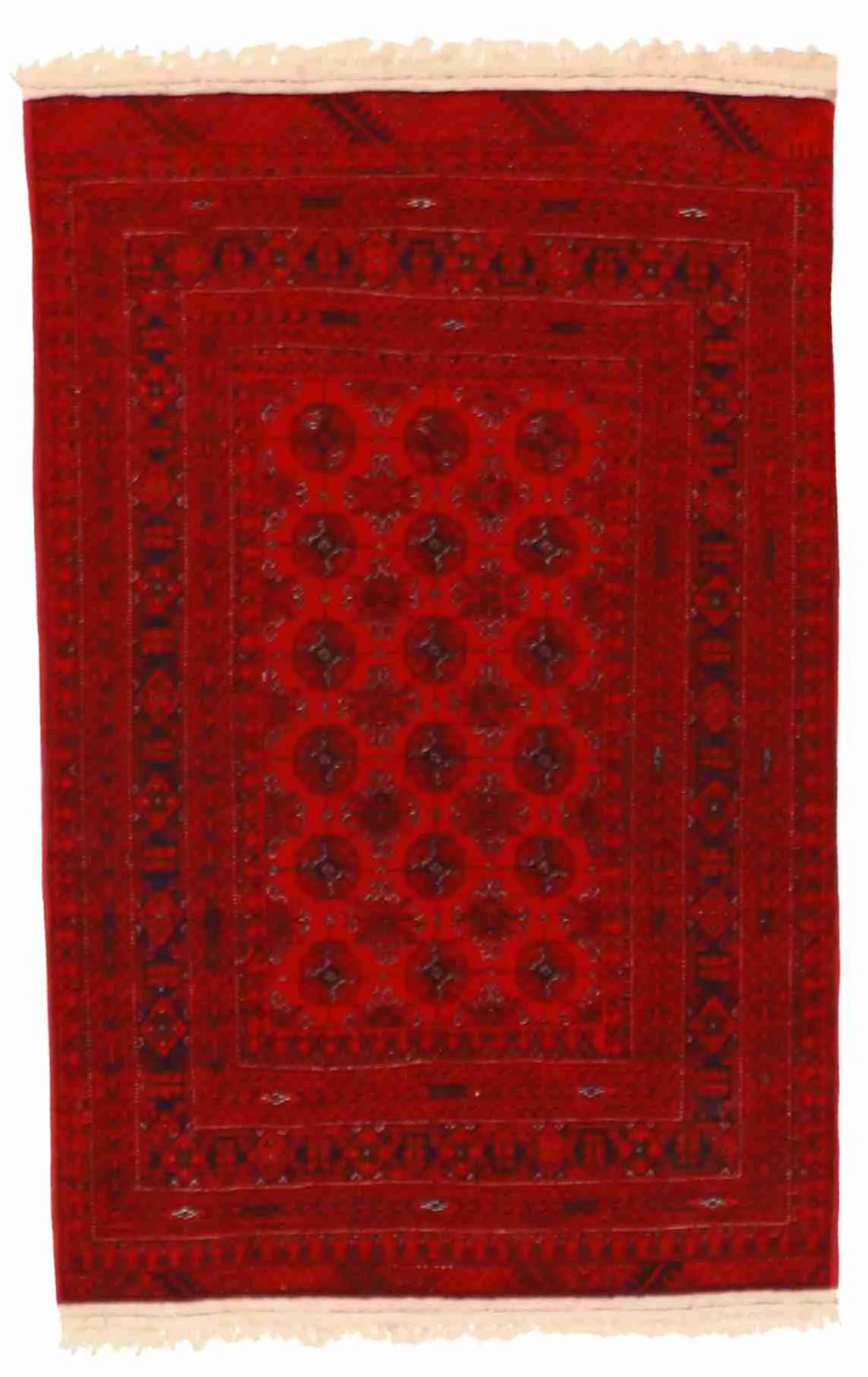 W 2.7 L 4 Turkman Wool And Silk Blend Handmade Geometric Design - 50921