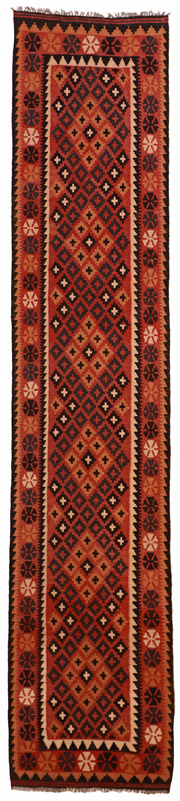 2.7x12.7 Runner - Kilim Wool Geometric Rectangle - Hand Knotted Rug
