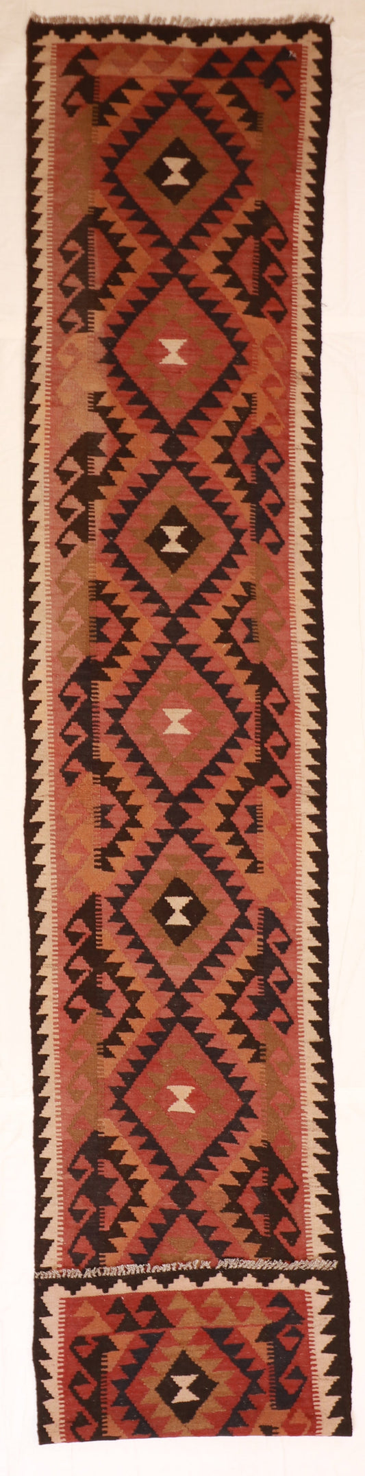 2.4 x 12.9 Runner - Navajo Fine Geometric Rectangle - Hand Knotted Rug