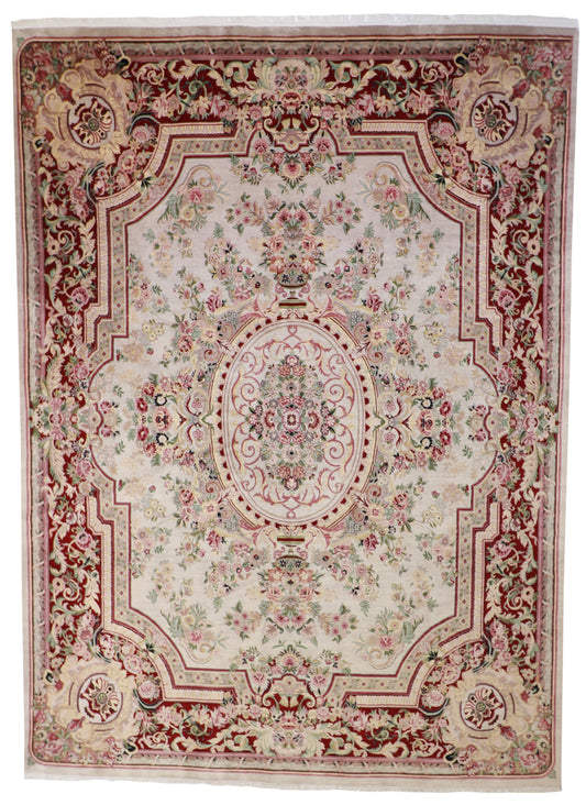 9 x12 - Tabriz Fine Floral Rectangle - Hand Knotted Rug