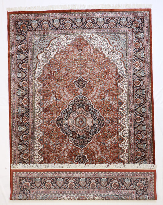 6x9 - Mashad Silk Floral Rectangle - Hand Knotted Rug