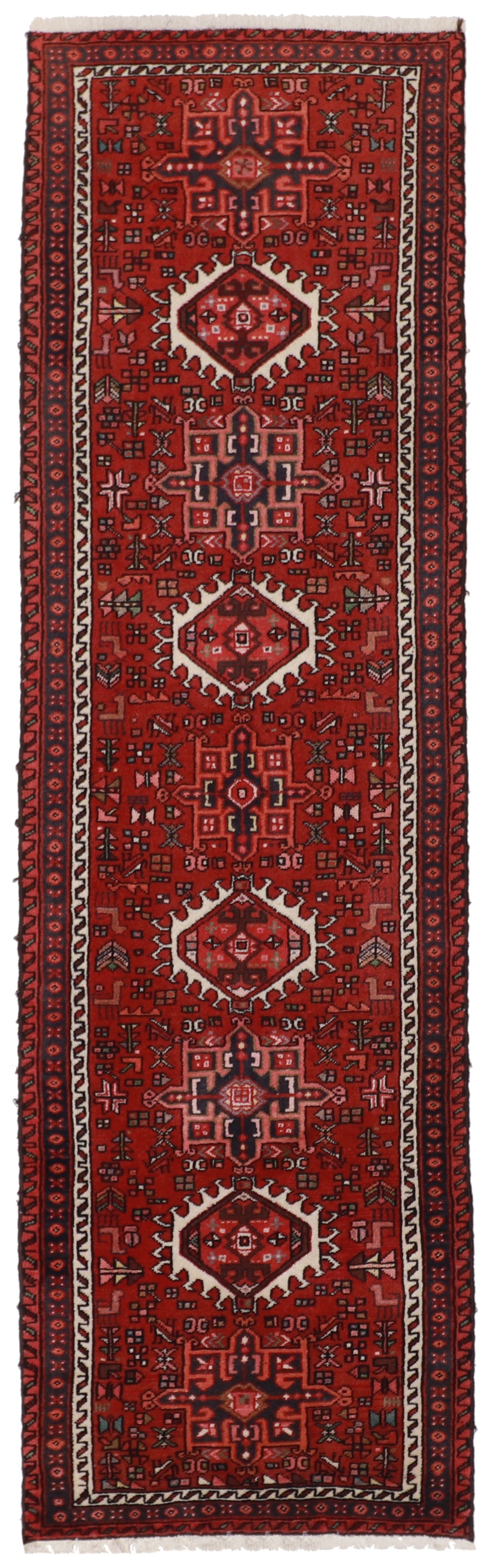 W 2.7 L 8.7 Karaghe 100% Wool Hand-Woven Geometric Design - 52019