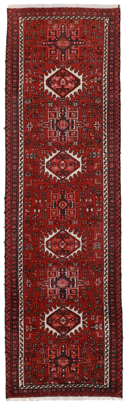 W 2.7 L 8.7 Karaghe 100% Wool Hand-Woven Geometric Design - 52019