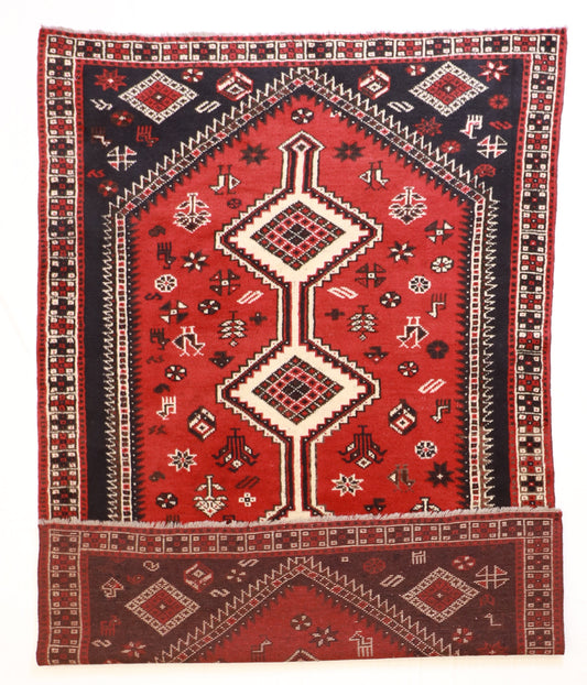 6x9 - Gashgai Wool Geometric Rectangle - Hand Knotted Rug