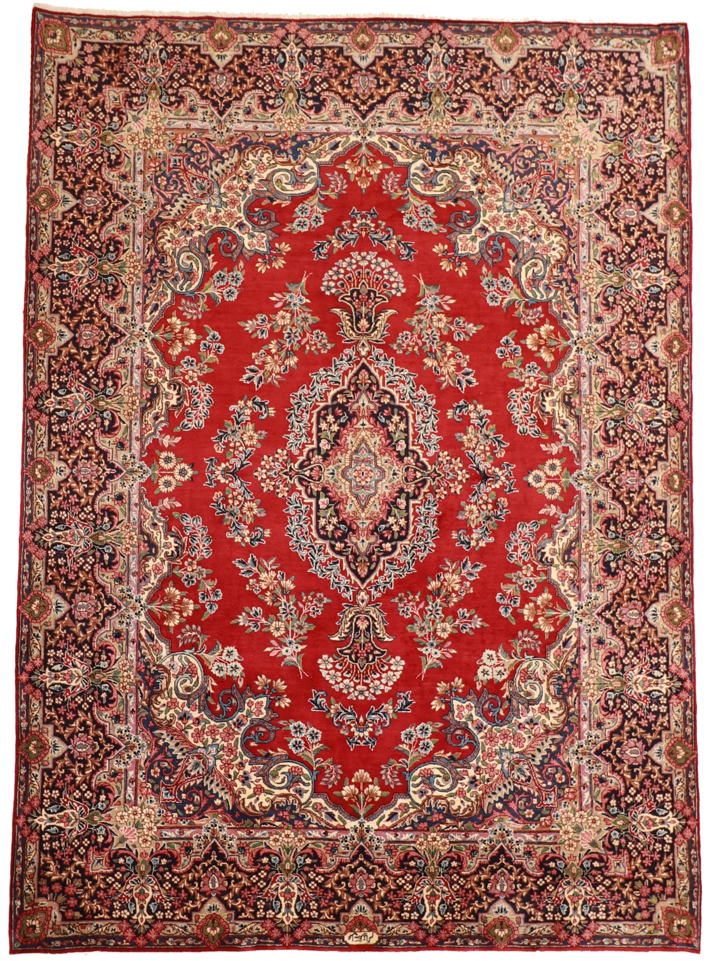9x12 - Kerman Fine Floral Rectangle - Hand Knotted Rug