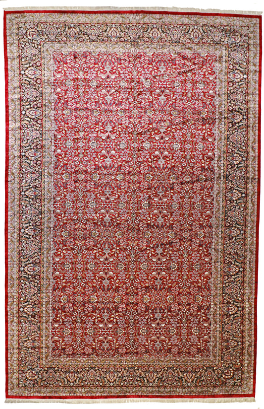 12 x 18 - Tabriz Fine Silk All Over Rectangle - Hand Knotted Rug