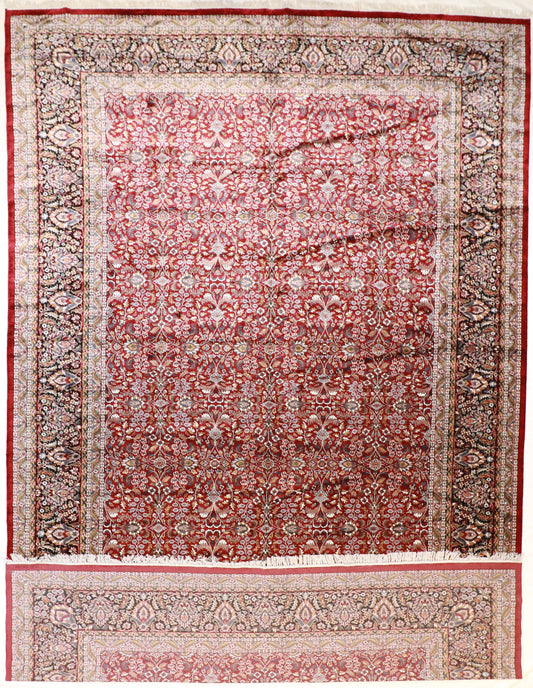 12 x 18 - Tabriz Fine Silk All Over Rectangle - Hand Knotted Rug