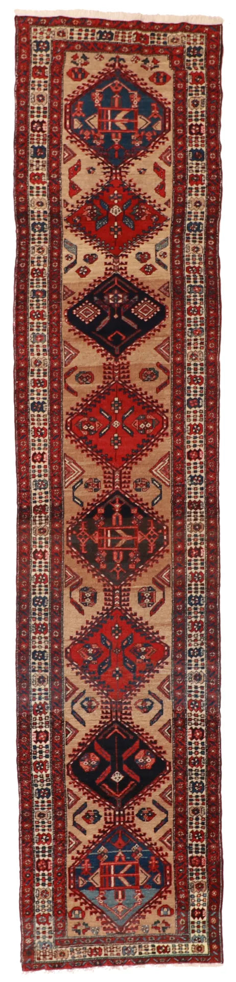 W 3 L 14 Sarab Antique Runner 100% Wool Hand-Woven Geometric Design - 53148