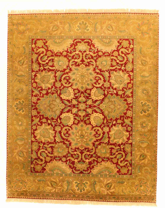 W 8 - L 10 - Kashan Wool Traditional Rectangle - Finest Hand-Knotted Quality Wool - 53705