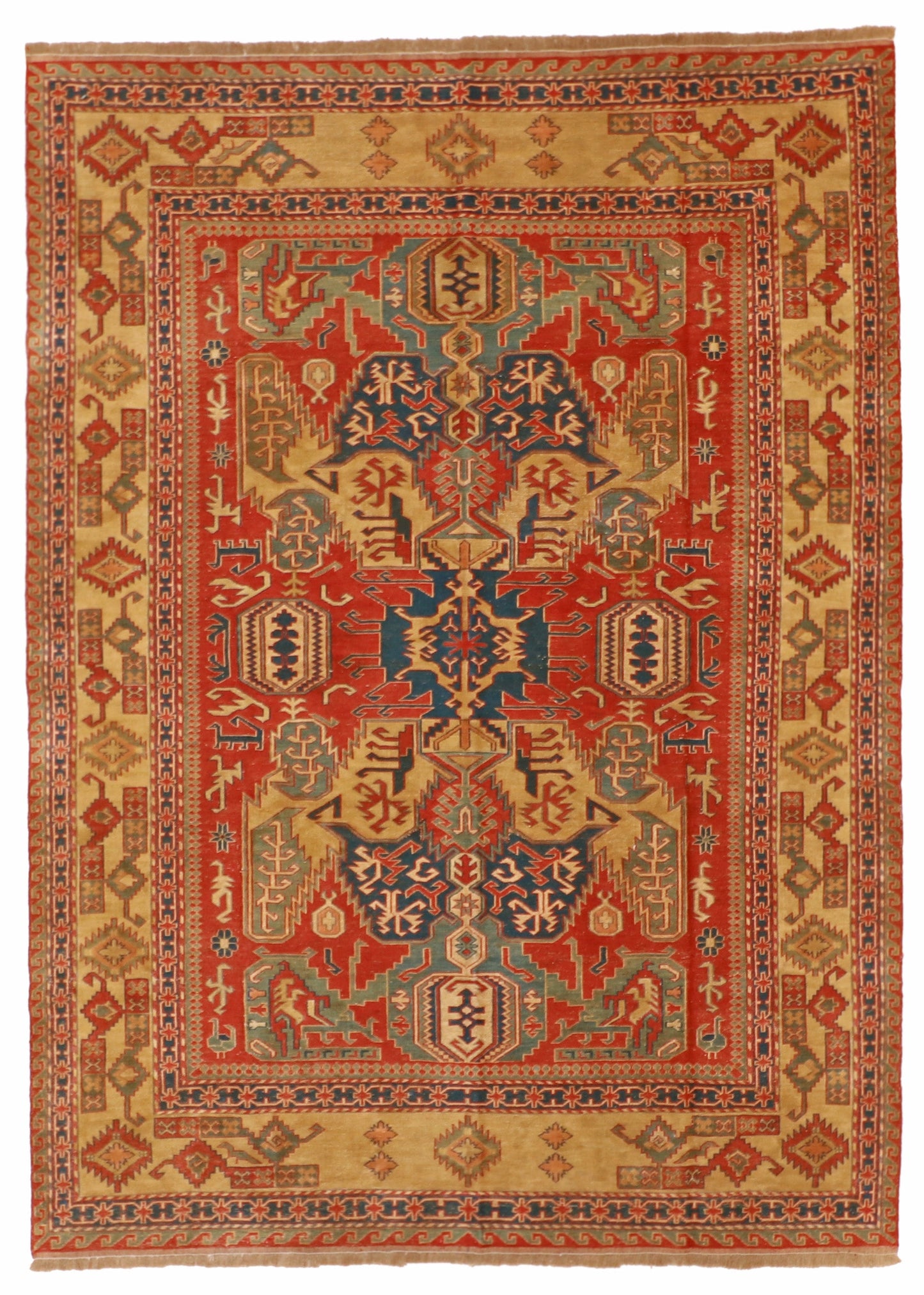 6x9 - Soumak Fine/Wool Geometric Rectangle - Hand Knotted Rug