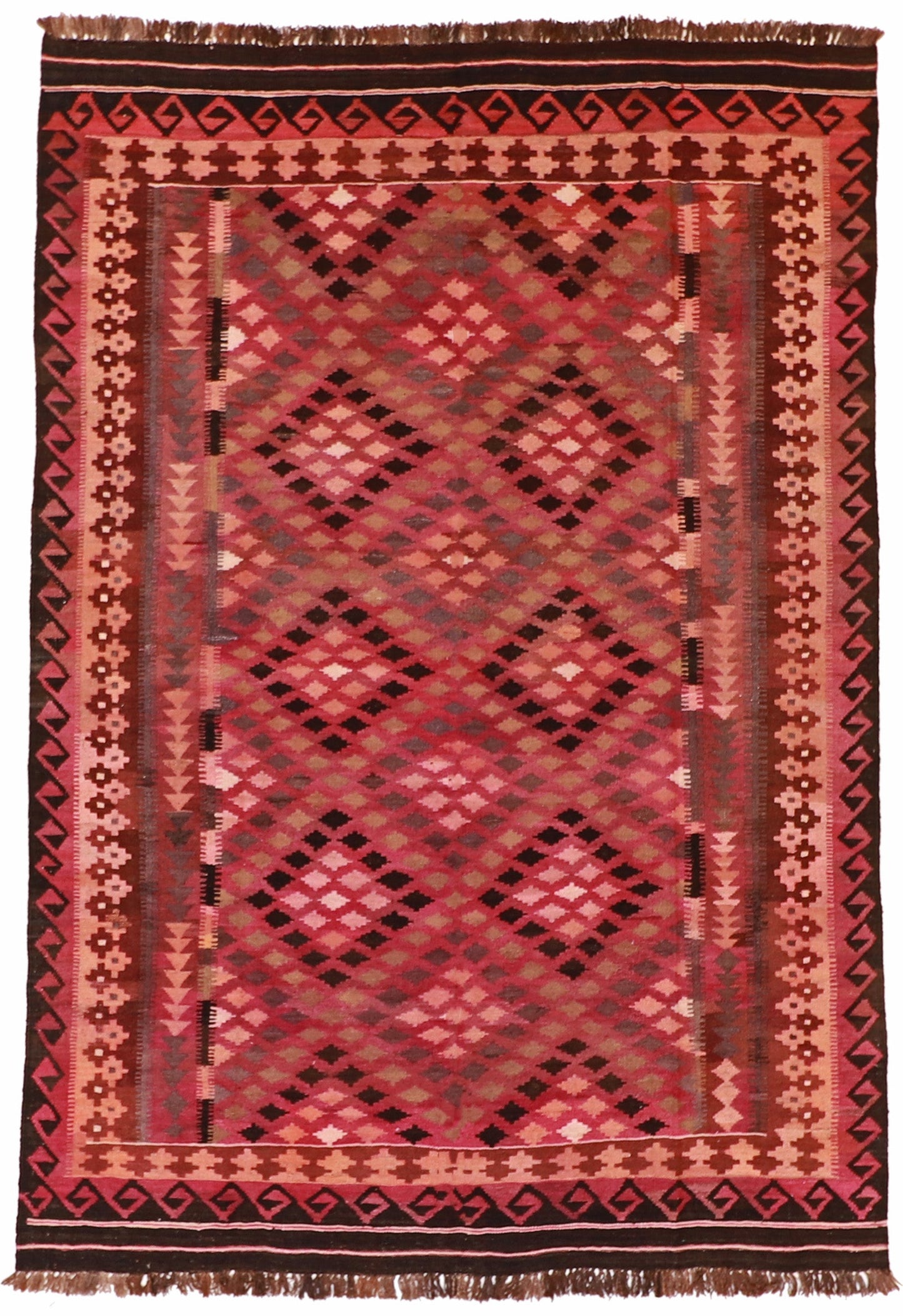 7x10 - Kilim Fine/Wool Geometric Rectangle - Hand Knotted Rug