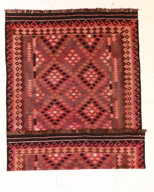 7x10 - Kilim Fine/Wool Geometric Rectangle - Hand Knotted Rug