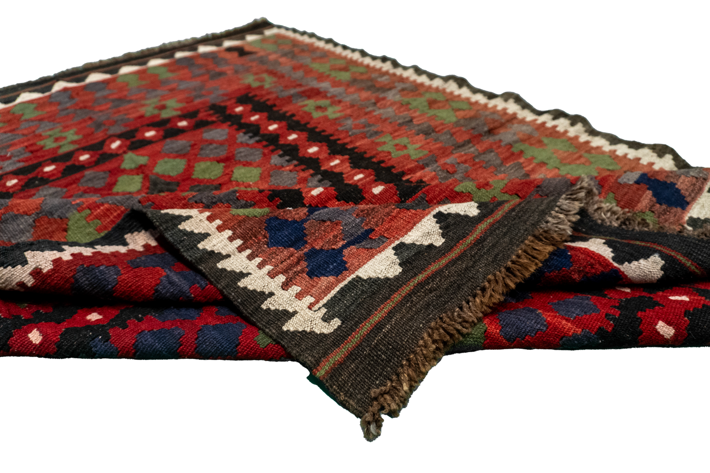 4x6 - Kilim Fine Wool Geometric Rectangle - Hand Knotted Rug