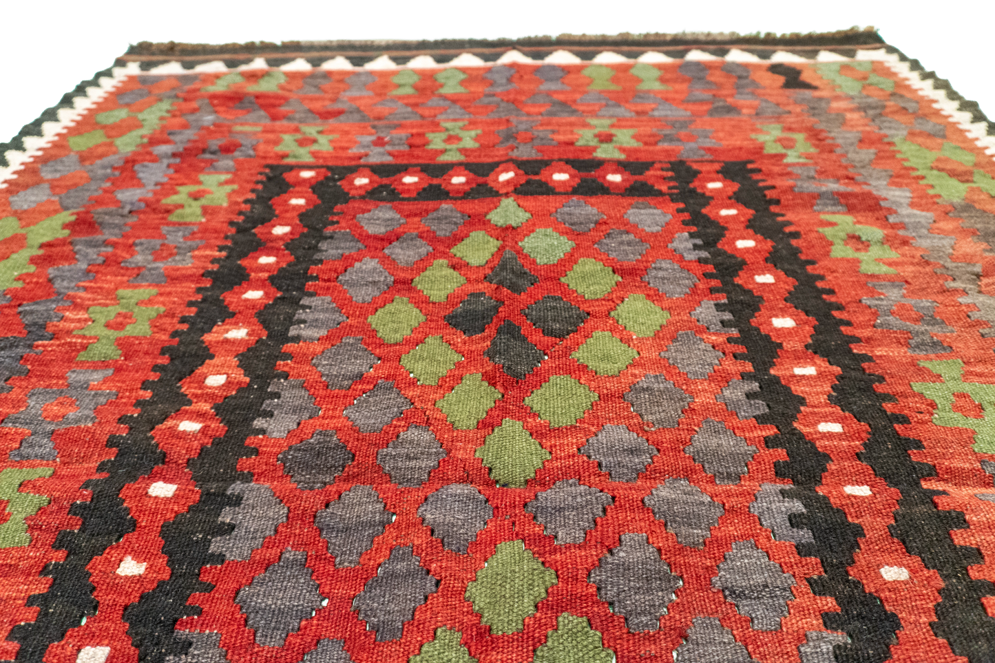 4x6 - Kilim Fine Wool Geometric Rectangle - Hand Knotted Rug