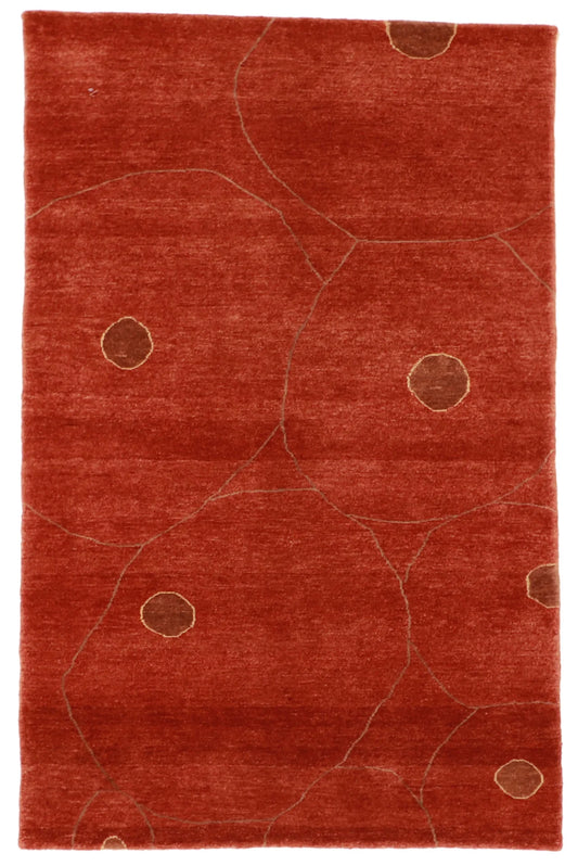 4x6 - Modern Fine/Wool All Over Rectangle - Hand Knotted Rug