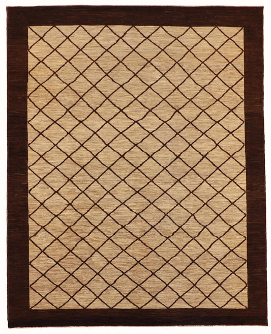 W 8 - L 9.1 - Modern Wool Contemporary Rectangle - Finest Hand-Knotted Quality Wool - 55764