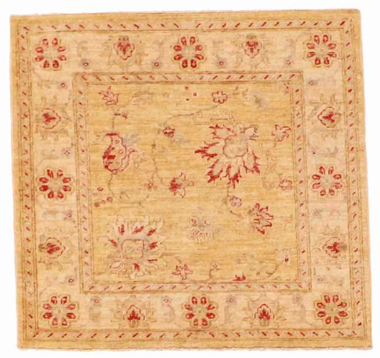 W 3 - L 2.11 - Agra Wool All Over Square - Finest Hand-Knotted Quality Wool - 56136