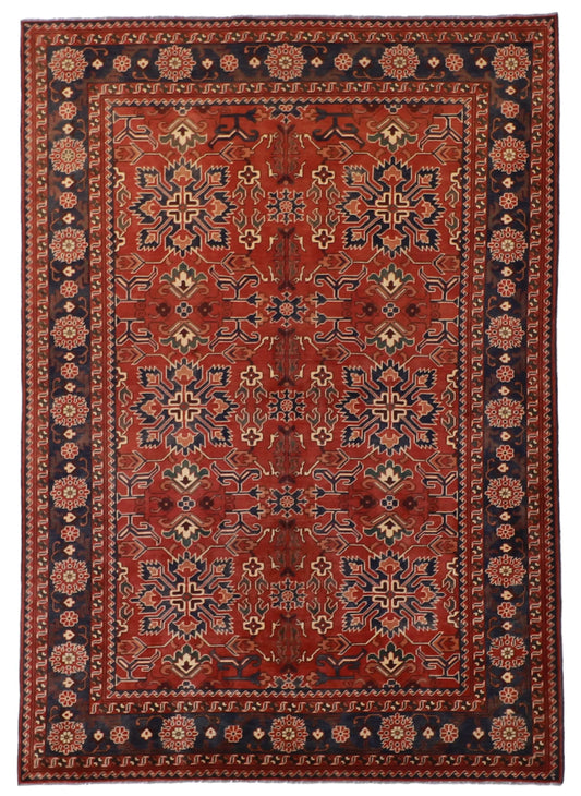 W 6.6 L 9.3 Mahal 100% Wool Handmade Geometric Design - 56179