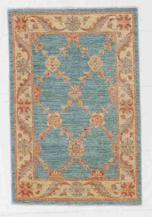W 2.8 - L 4 - Kerman Wool All Over Rectangle - Finest Hand-Knotted Quality Wool - 56303