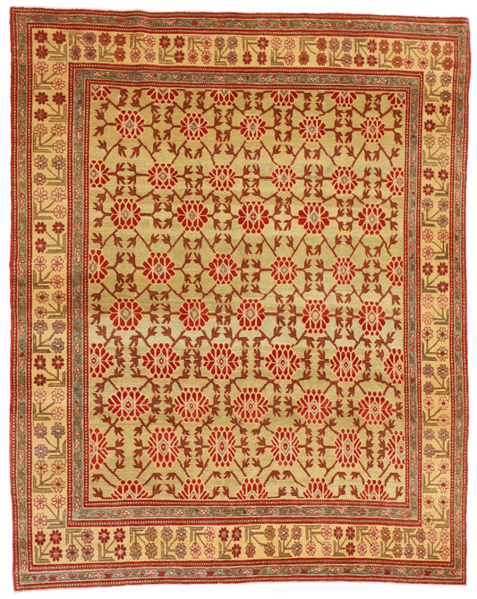 W 8 L 10 Bakshiesh 100% Wool Handmade Geometric Design - 56605