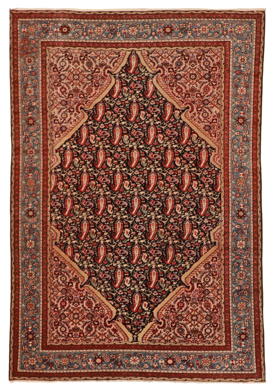 5x7 - Seneh Antique/Wool Geometric Rectangle - Hand Knotted Rug