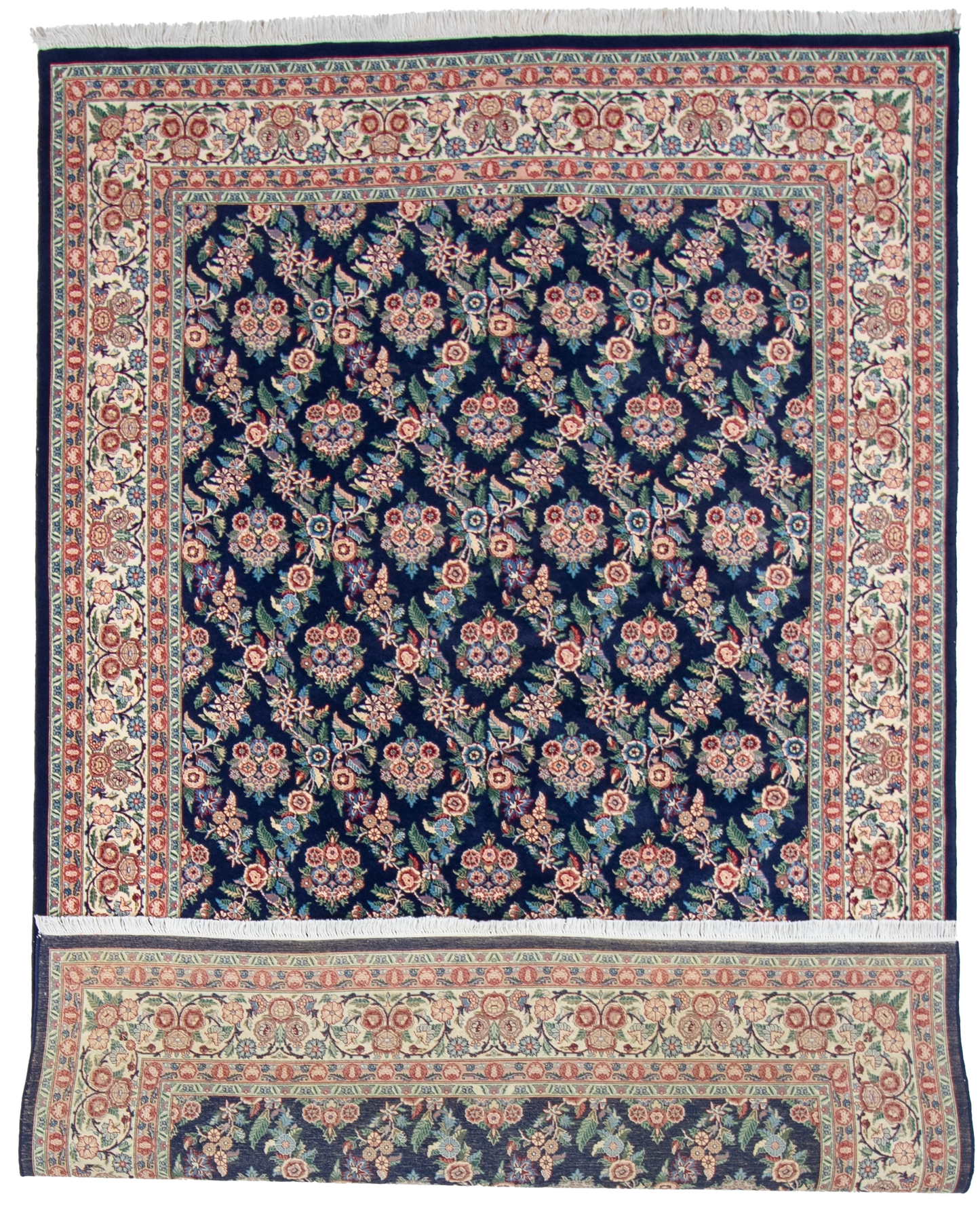 W 6 L 9.3 Golfrangie Silk And Wool Blend Hand-Woven Floral Design - 56950