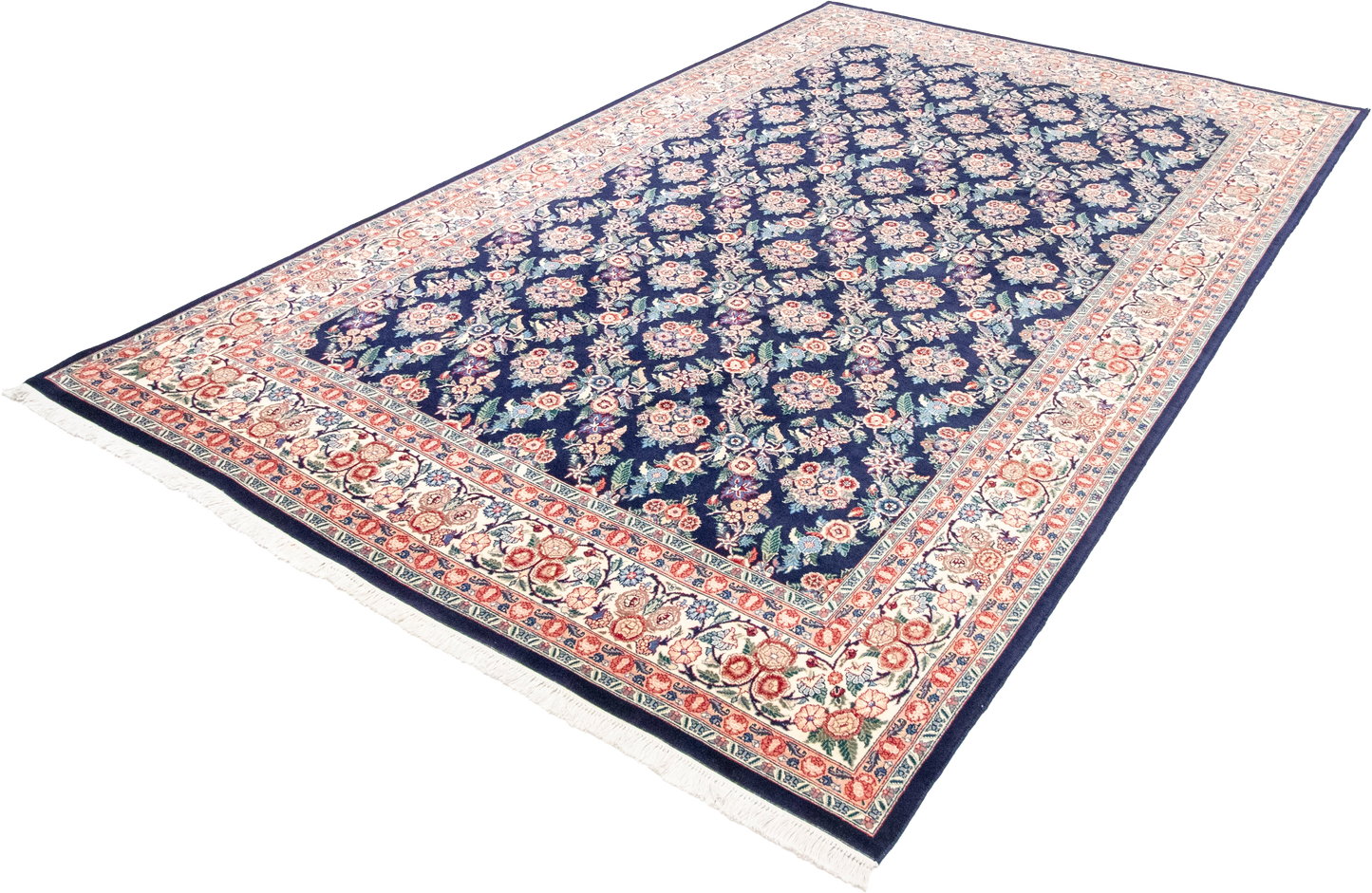 W 6 L 9.3 Golfrangie Silk And Wool Blend Hand-Woven Floral Design - 56950