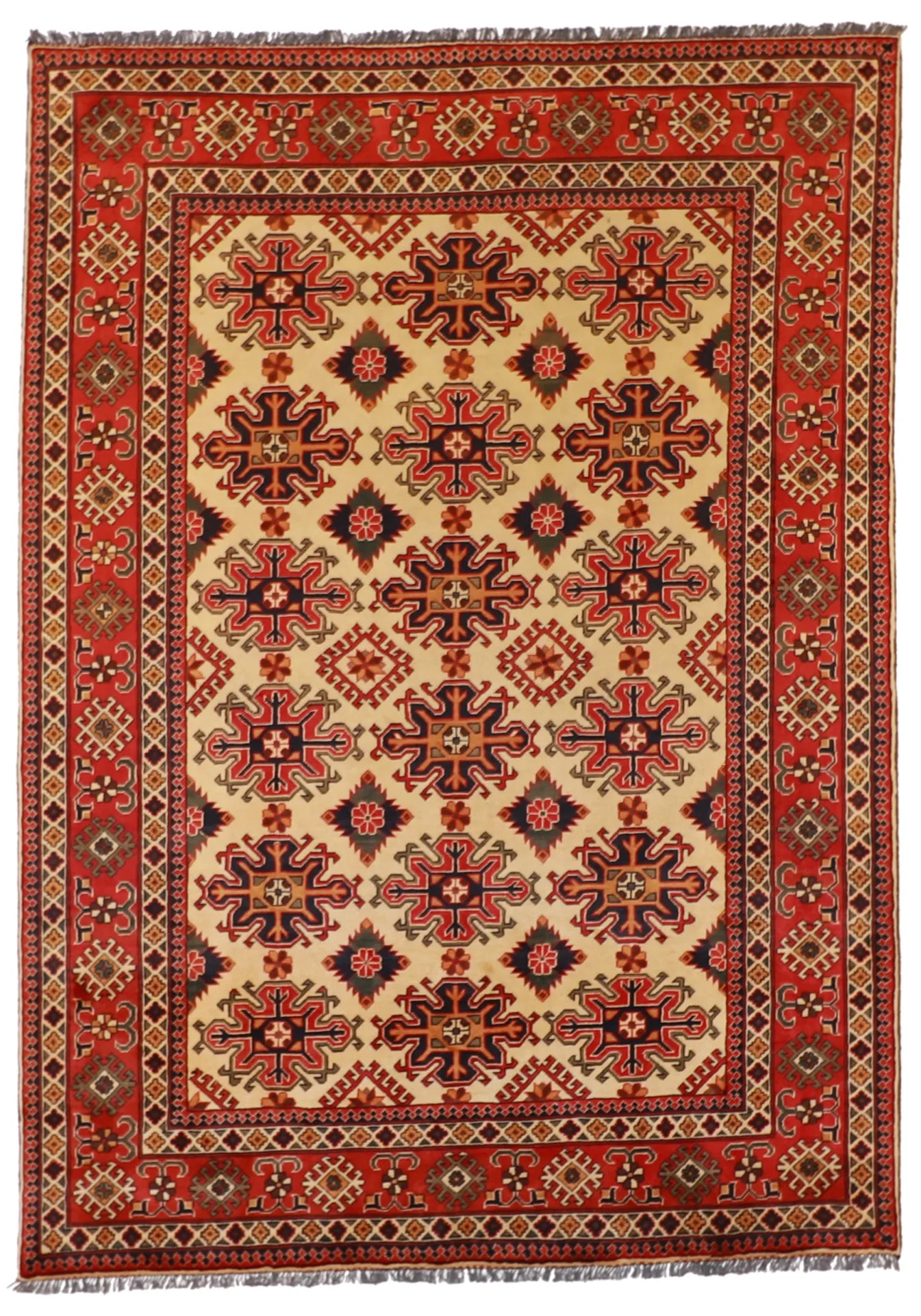 W 7 L 9.10 Heriz 100% Wool Handmade Geometric Design - 57062