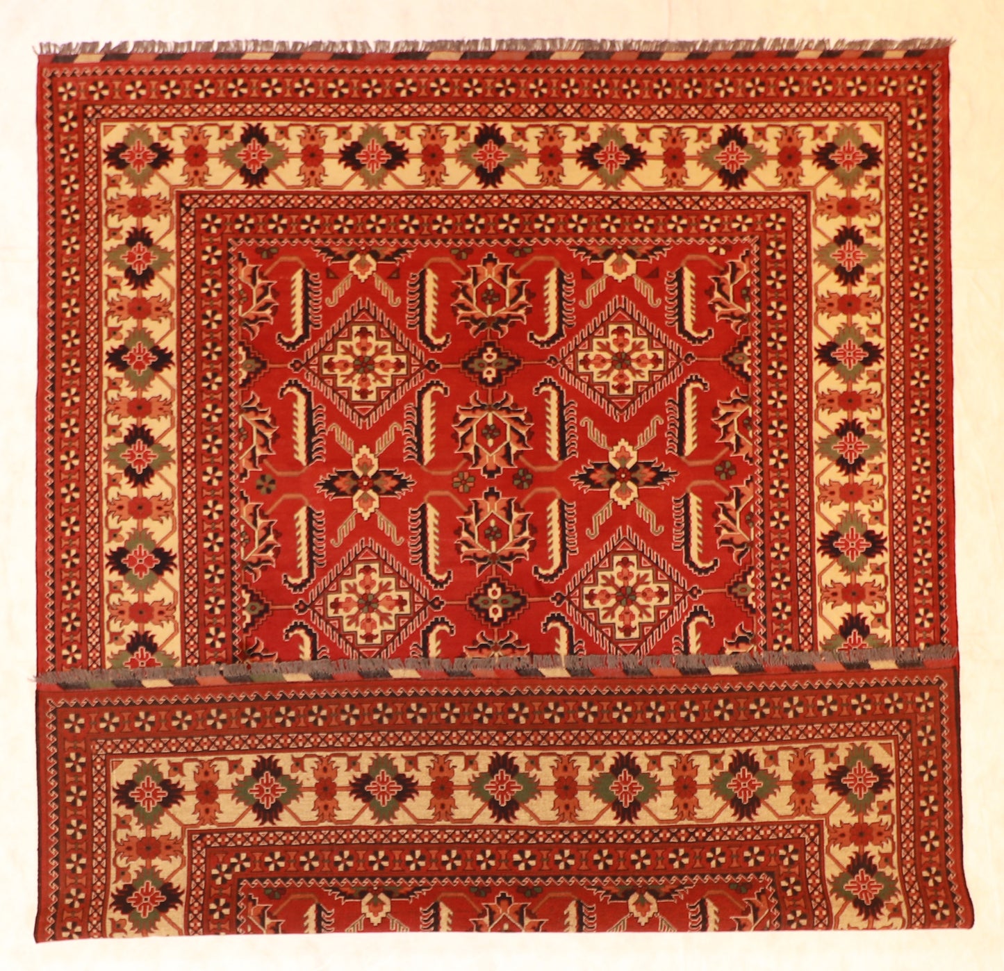 W 9.1 L 11.6 Herate 100% Wool Hand-Woven All Over Design - 57325