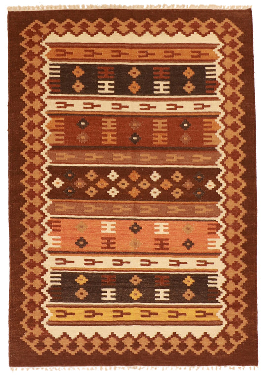 4.2 x 6 - Navajo Fine Wool All Over Rectangle - Hand Knotted Rug