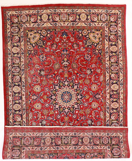 7x10 - Mashad Wool Floral Rectangle - Hand Knotted Rug