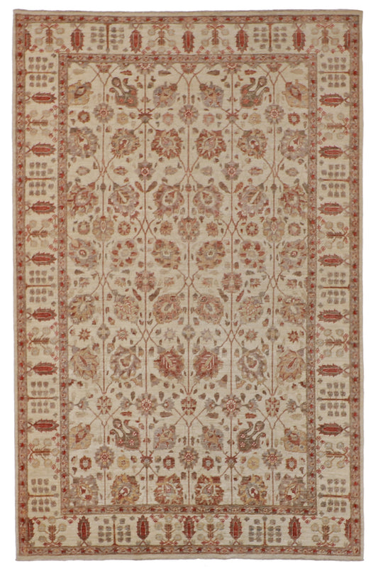W 8.2 L 10.1 Mahal 100% Wool Hand-Woven All-Over Design - 57439