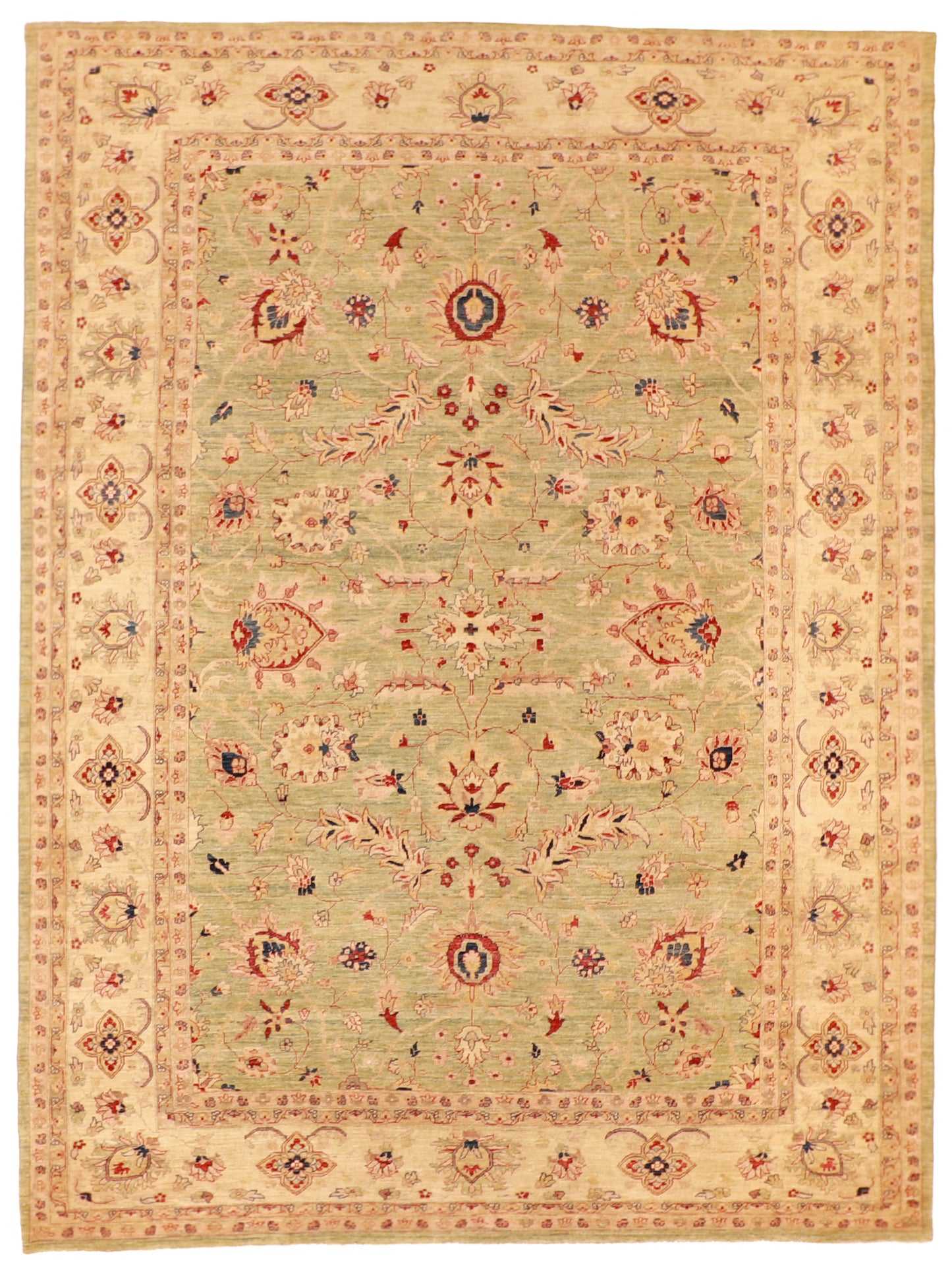W 9 L 11.11 Kerman 100% Wool Hand-Woven Floral Design - 57449