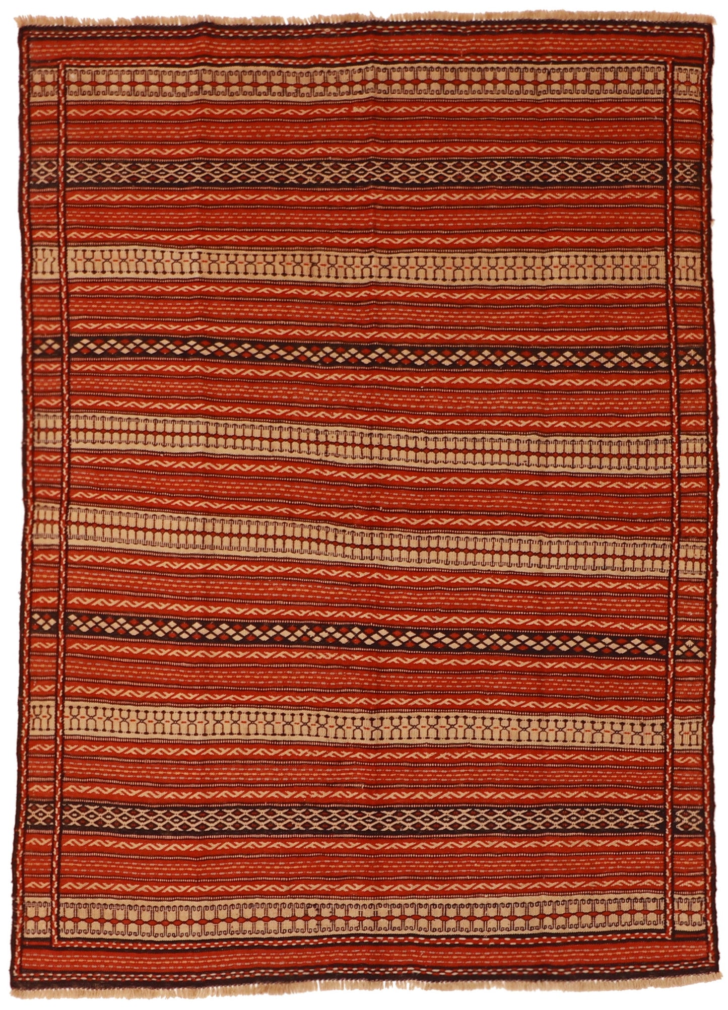 5x7 - Malayer Wool Geometric Rectangle - Hand Knotted Rug
