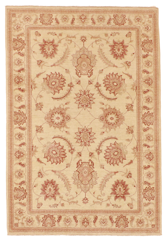 4x6 - Qum Wool All Over Rectangle - Hand Knotted Rug