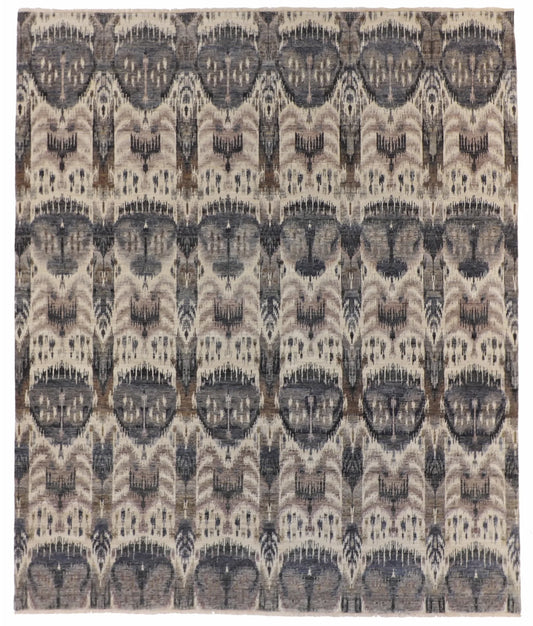 W 8 L 9.6 Handuani 100% Wool Handmade All Over Design - 57884