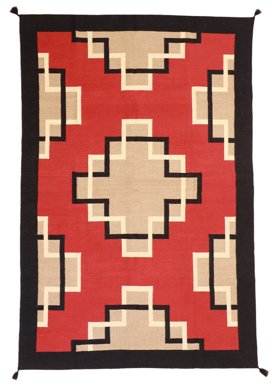 6x9- Navajo Fine Wool All Over Rectangle - Hand Knotted Rug