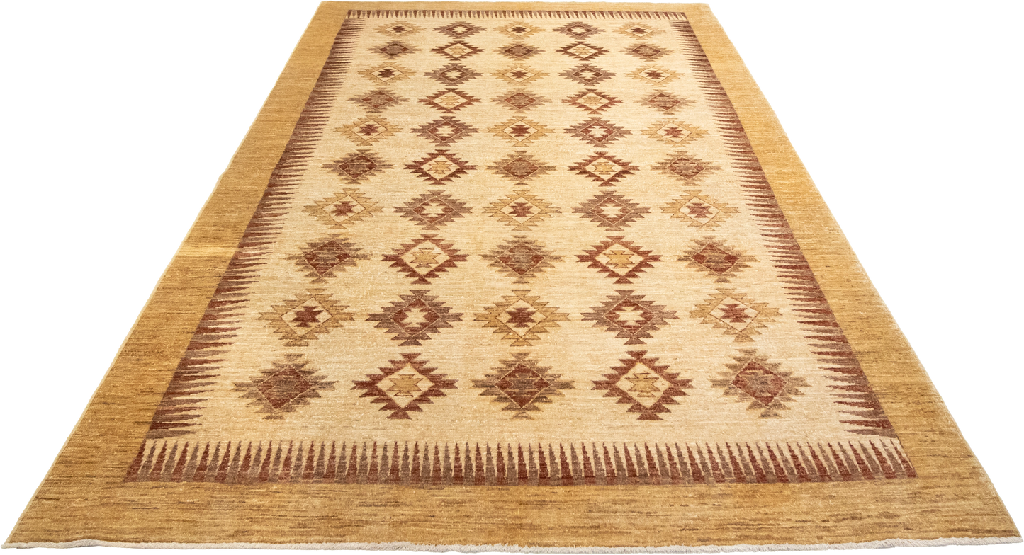 W 5.9 L 9 Kilim 100% Wool Hand-Woven Navajo Design - 57996