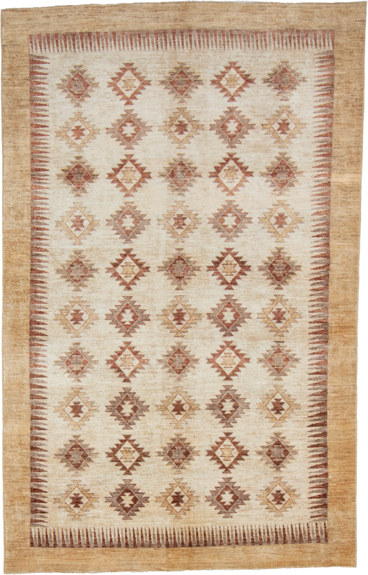 W 5.9 L 9 Kilim 100% Wool Hand-Woven Navajo Design - 57996