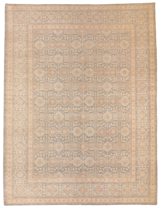 W 10.2 - L 13.4 - Zeigler Wool Transitional Rectangle - Finest Hand-Knotted Quality Wool - 58192