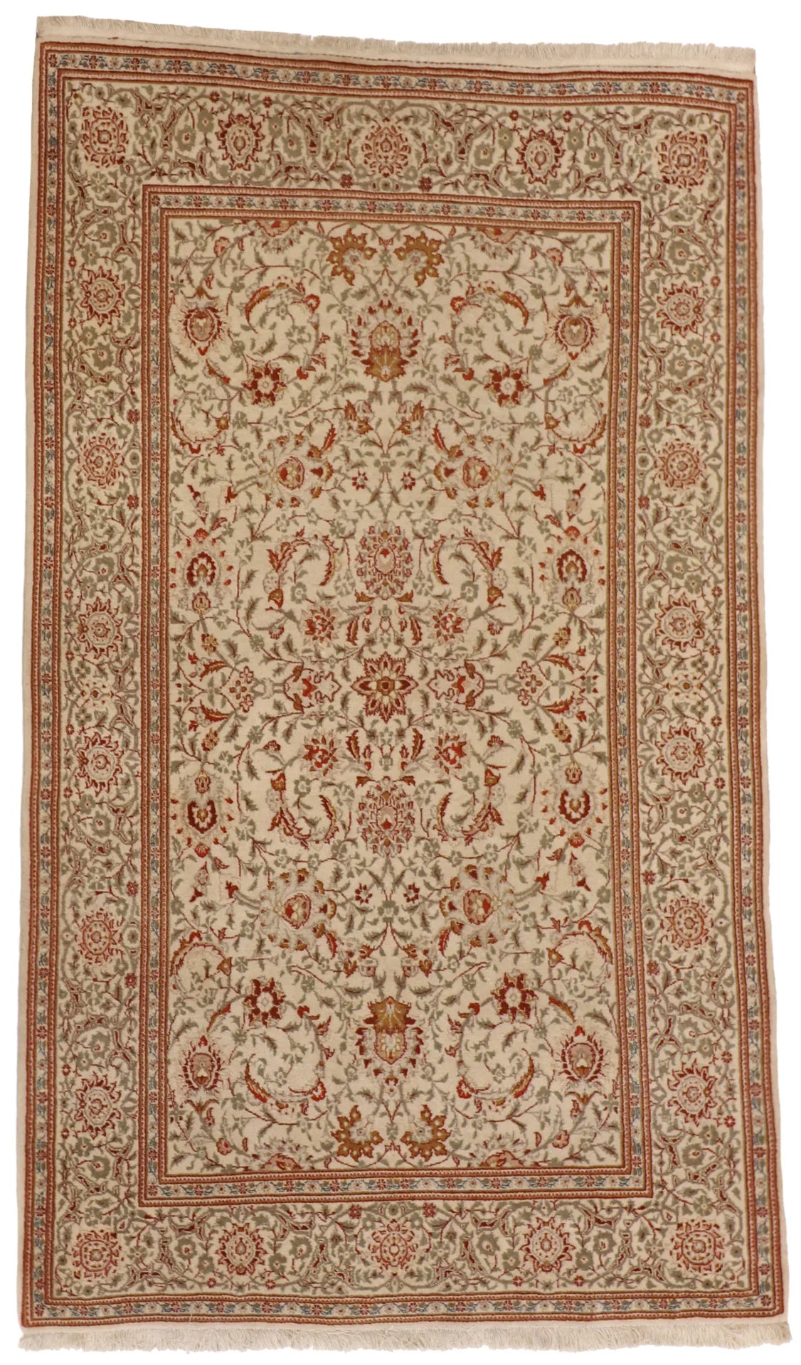 5x7 - Kashan Fine All Over Rectangle - Hand Knotted Rug — 58347