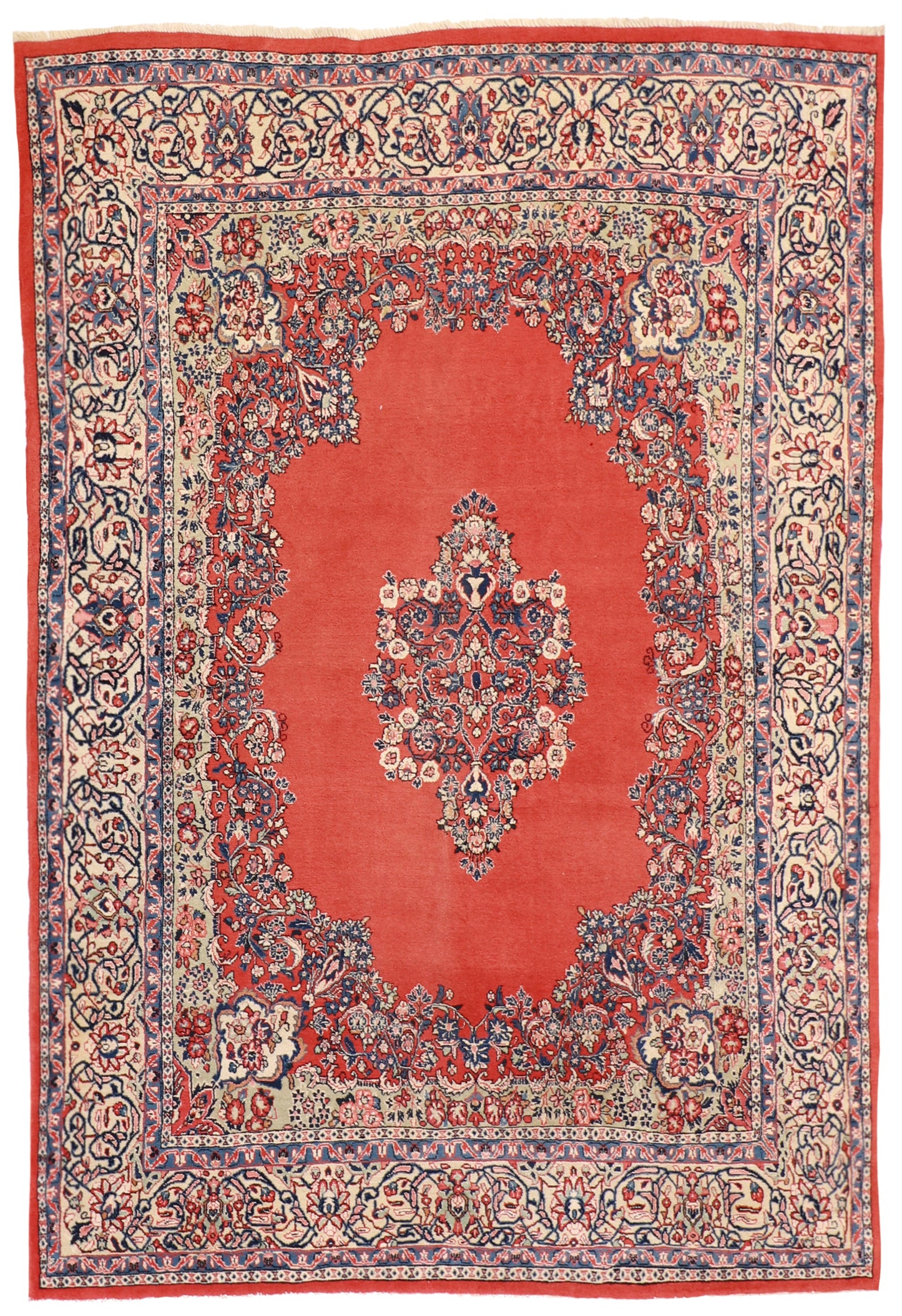 7x10 - Sarouk Fine Medallion Rectangle - Hand Knotted Rug
