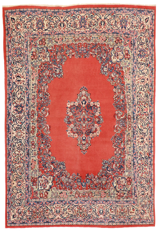 7x10 - Sarouk Fine Medallion Rectangle - Hand Knotted Rug