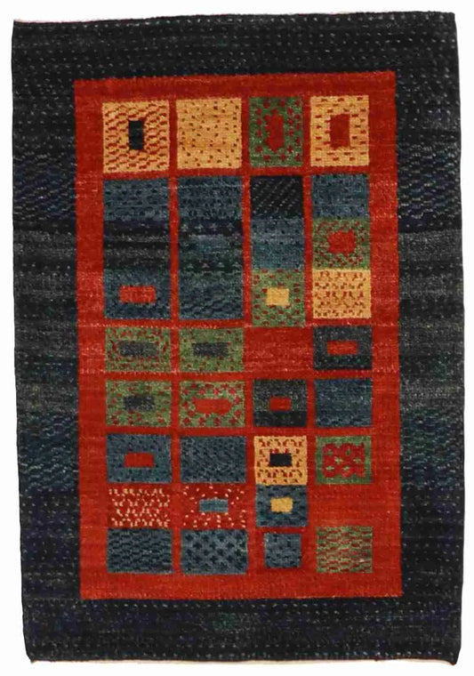 W 2 L 3 Gabbeh 100% Wool Handmade Geometric Design - 58387