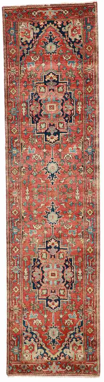 W 2.7 - L 10 - Heriz Fine Geometric Rectangle - Finest Hand-Knotted Quality Wool - 58390